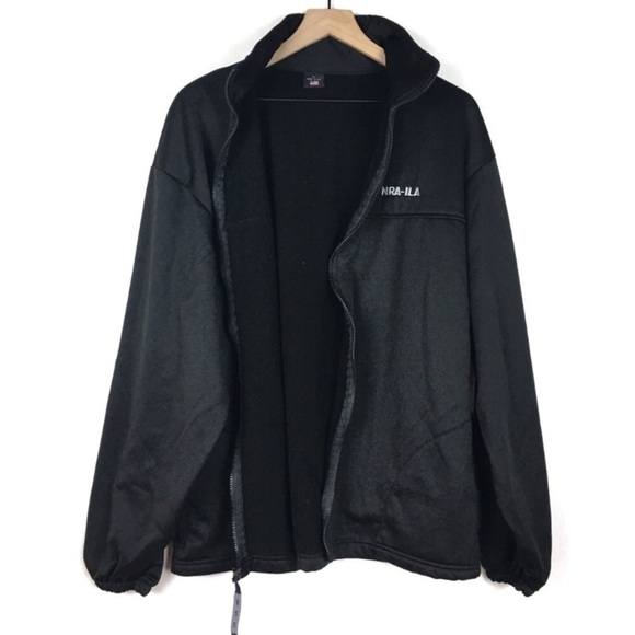 NRA Range Field Jacket ILA Full Zip USA Fleece Lined Solid Black Utility Size XL - Picture 3 of 7